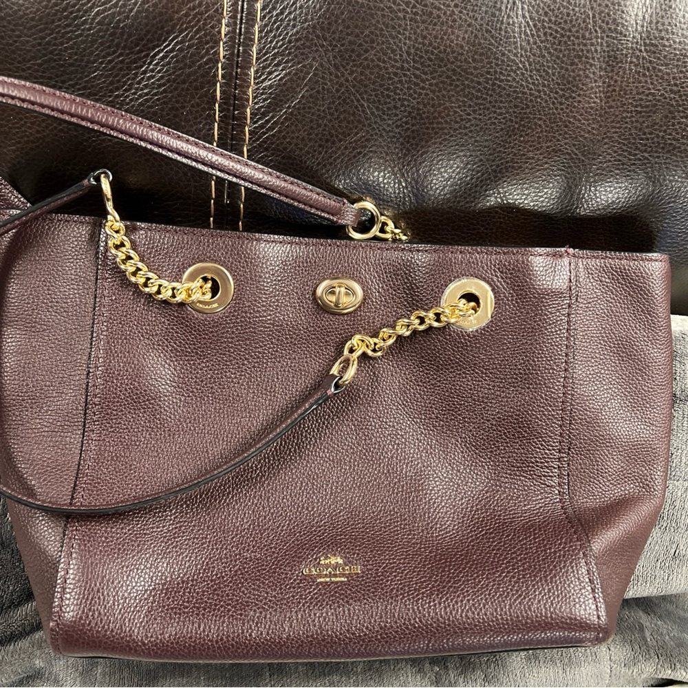 Coach Dark Burgundy Leather Shoulder Bag